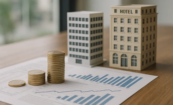 Immobilienfond mit Wohngebäuden und Bürobauten als Symbole für Kapitalanlage