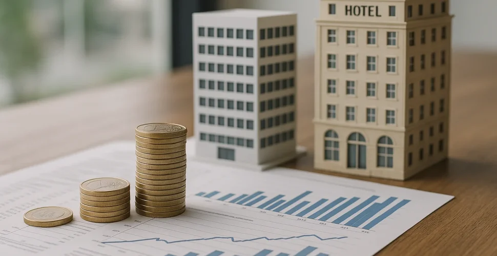 Immobilienfond mit Wohngebäuden und Bürobauten als Symbole für Kapitalanlage